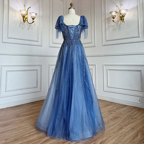 Vestidos de fiesta elegantes con borlas árabes rosas, corte A y cuentas, para fiesta de graduación, 2025, para niñas, LA72066 