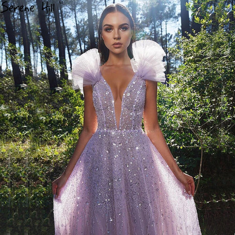 Vestidos de noche de lujo con cuentas rosas, sin mangas, corte A, para mujer, para fiesta de boda, LA71428 