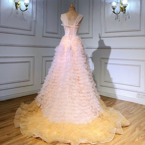 Vestido de fiesta de graduación con corsé rosa y volantes ombré 2025, vestido sexy para chicas LA71221 