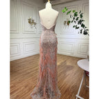 Pink Feathers Mermaid Evening Dresses 2025 Luxury Dubai Gowns for Women Wedding Party LA72105