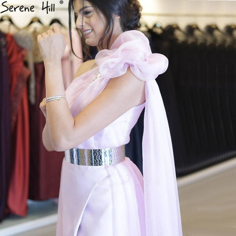 Vestidos de noche rosas con abertura alta, sencillos, con mangas tipo capa, sexys, para mujer, para fiesta de bodas, LA71217 