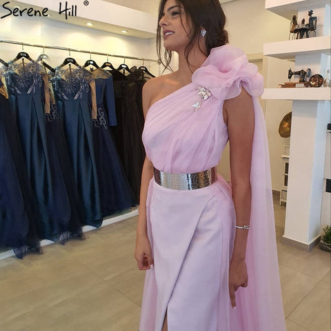 Vestidos de noche rosas con abertura alta, sencillos, con mangas tipo capa, sexys, para mujer, para fiesta de bodas, LA71217 