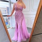 Pink  High Split Mermaid Elegant Evening Dresses Gowns Luxury Beaded 2025 For Women Party LA71582