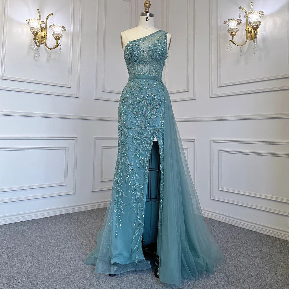 Pink  High Split Mermaid Elegant Evening Dresses Gowns Luxury Beaded 2025 For Women Party LA71582
