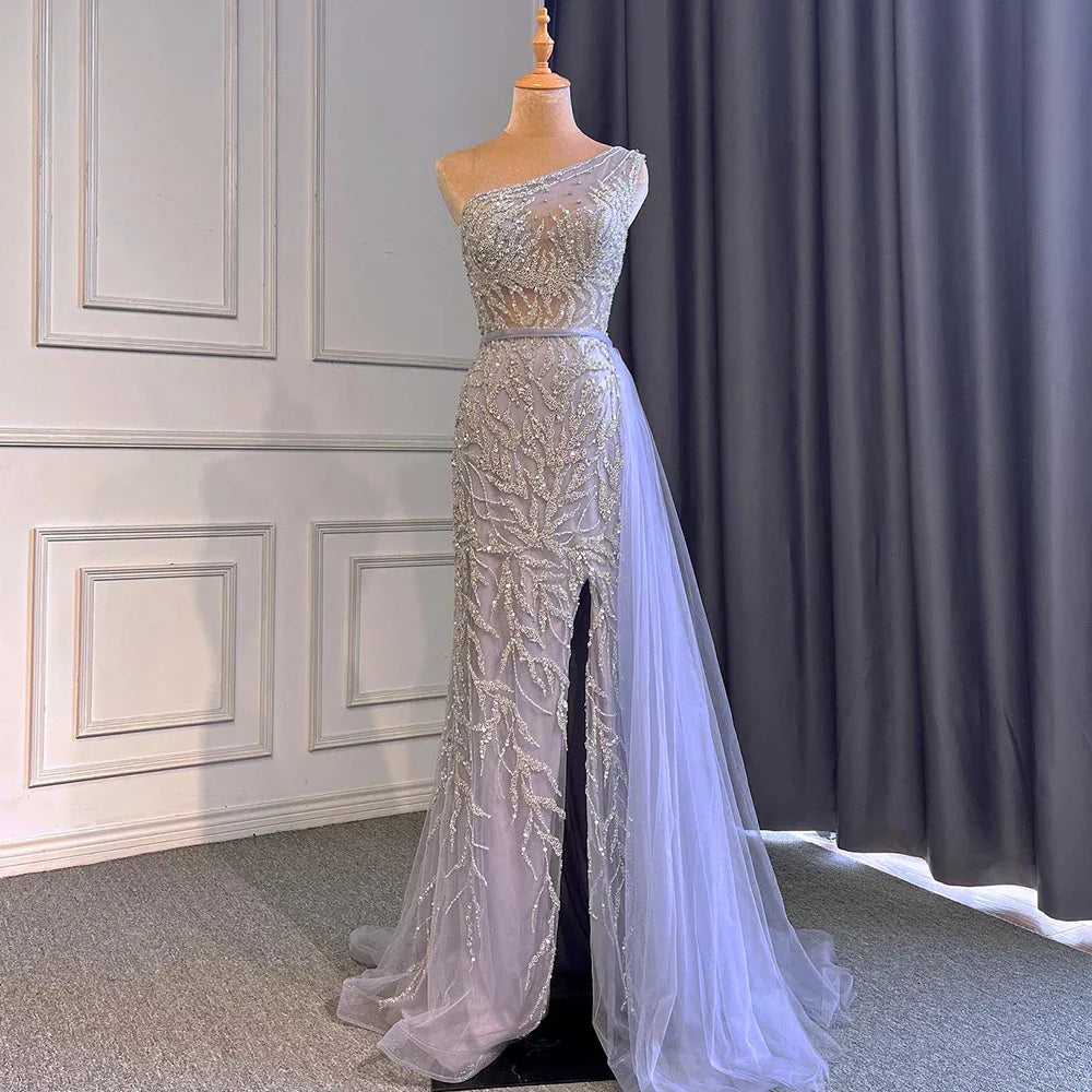 Pink  High Split Mermaid Elegant Evening Dresses Gowns Luxury Beaded 2025 For Women Party LA71582