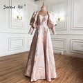 Pink Lantern Sleeves Evening Dresses Gowns 2025 A-Line Sexy For Women Wedding Party LA71280