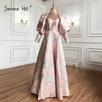 Pink Lantern Sleeves Evening Dresses Gowns 2025 A-Line Sexy For Women Wedding Party LA71280