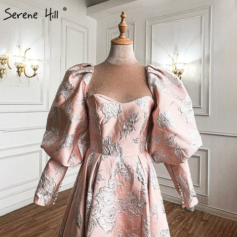 Vestidos de noche con mangas de farol rosa, corte A, sexys, para mujer, para bodas y fiestas, LA71280 