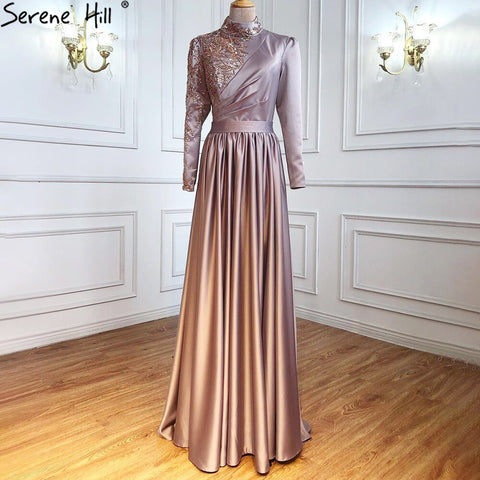 Vestidos de noche rosas de lujo, corte A, 2025, un hombro, con cuentas, sexys, para mujer, fiesta, LA71033 