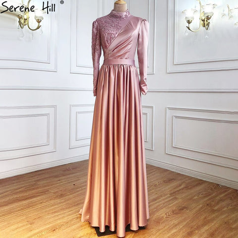 Vestidos de noche rosas de lujo, corte A, 2025, un hombro, con cuentas, sexys, para mujer, fiesta, LA71033 