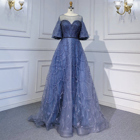 Vestidos de noche rosas de lujo, corte A, 2025, mangas acampanadas, con cuentas, para mujer, fiesta, LA71600 