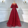 Pink Luxury A-Line Evening Dresses Gowns 2025 Flare Sleeves Beaded For Women Party LA71600
