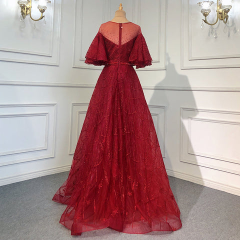 Vestidos de noche rosas de lujo, corte A, 2025, mangas acampanadas, con cuentas, para mujer, fiesta, LA71600 