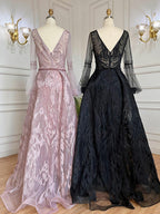 Pink Luxury A-Line Evening Dresses Gowns 2025 Beaded Over-skirt For Women Party LA71869