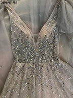 Pink Luxury Beaded Evening Gowns For Women 2025 Sexy A-Line Evening Dresses Long LA71411