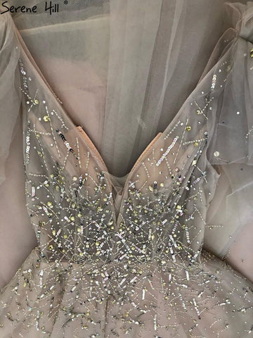 Vestidos de noche rosas de lujo con cuentas para mujer 2025, vestidos de noche sexys de corte A, largos LA71411 