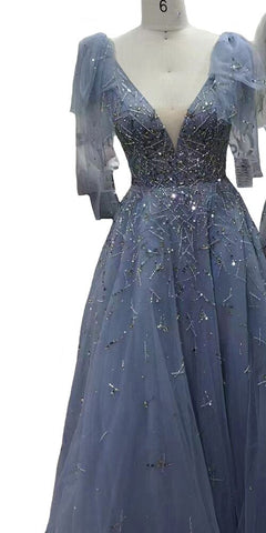 Vestidos de noche rosas de lujo con cuentas para mujer 2025, vestidos de noche sexys de corte A, largos LA71411 