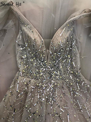 Vestidos de noche rosas de lujo con cuentas para mujer 2025, vestidos de noche sexys de corte A, largos LA71411 