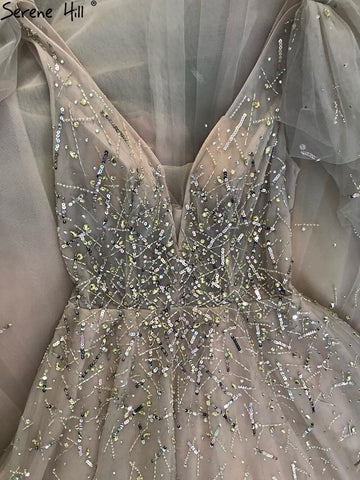 Vestidos de noche rosas de lujo con cuentas para mujer 2025, vestidos de noche sexys de corte A, largos LA71411 