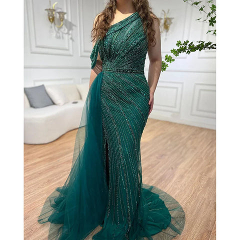 Vestidos de noche rosas de lujo con abertura alta, elegantes vestidos de sirena con cuentas para mujer, fiesta LA71371 
