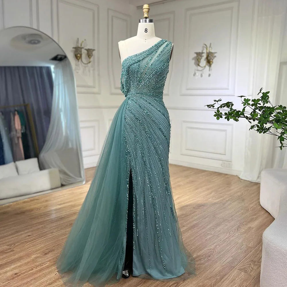Pink Luxury High Split Evening Dresses Gowns 2025 Beaded Elegant Meramid For Women Party LA71371