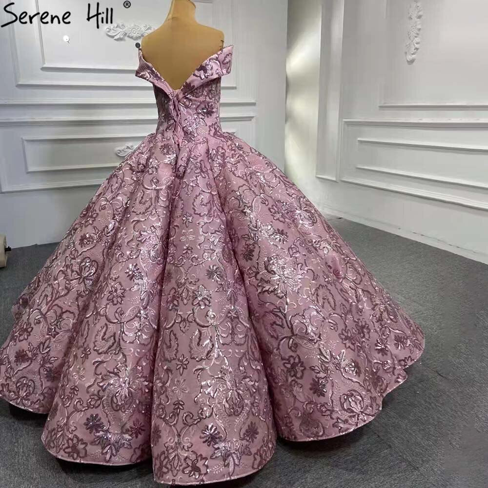 Pink Luxury Wedding Dresses Gowns 2025 Embroidery Lace Up Bridal Dresses HM66590 Custom Made