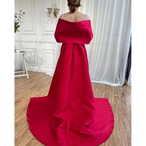 Robe de soirée sirène de luxe rose bordeaux avec cape LA72121