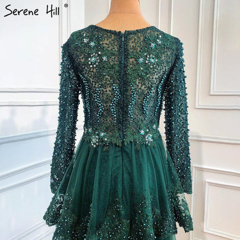 Elegante vestido de noche rosa de sirena, sin mangas, sexy, con perlas, hombros descubiertos, de lujo, con cuentas, LA6527 2025 