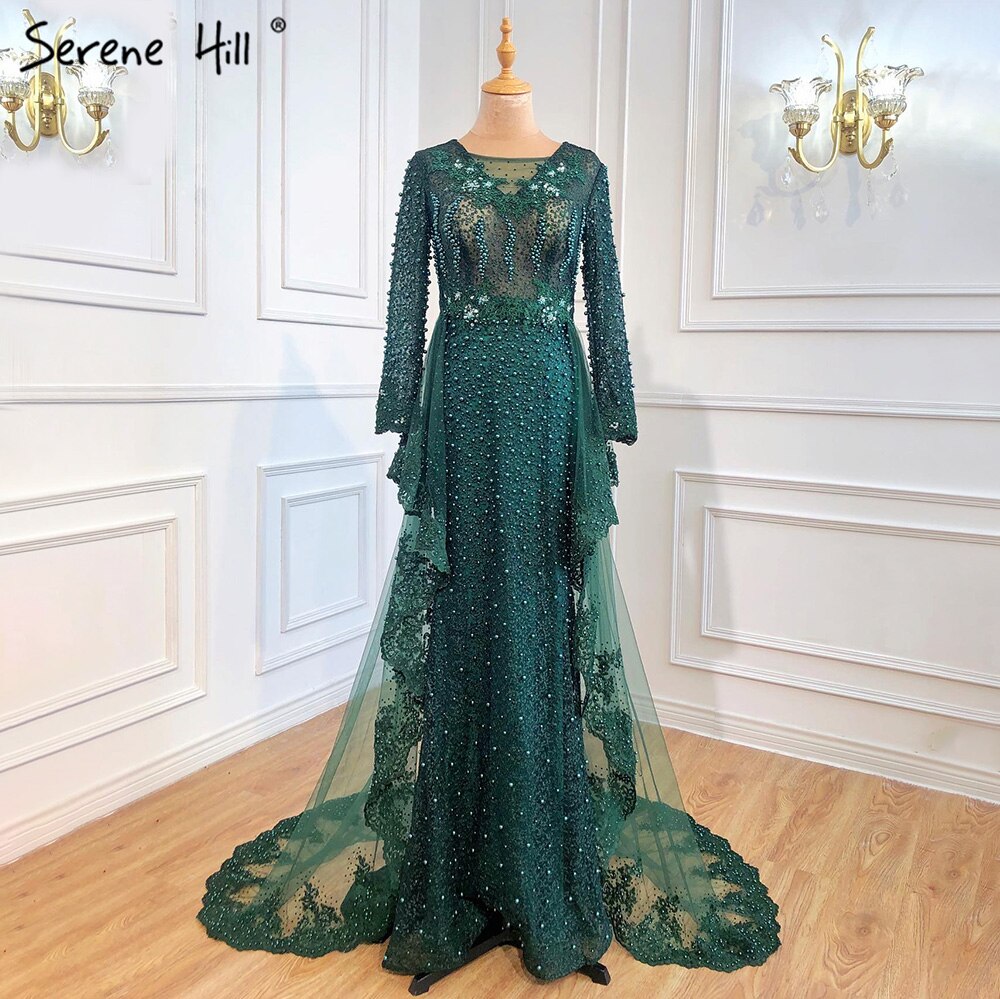 Pink Mermaid Elegant Sleeveless Sexy Evening Dresses Pearls Fashion Off Shoulder Gowns Luxury Beaded 2025 LA6527