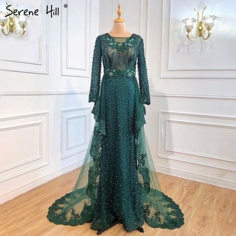 Elegante vestido de noche rosa de sirena, sin mangas, sexy, con perlas, hombros descubiertos, de lujo, con cuentas, LA6527 2025 