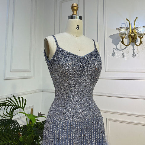 Vestido de noche corto con escote corazón y tirantes finos, corte sirena rosa, con cuentas y plumas, para mujer, 2025, fiesta, LA72039 