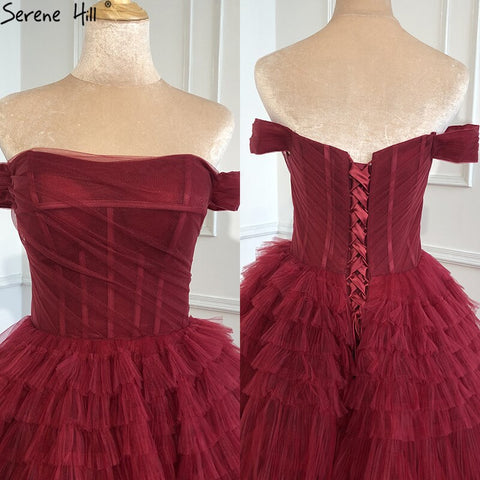 Vestidos de novia rosas con hombros descubiertos 2025, sexys, sencillos y escalonados, de alta calidad, HM67120, hechos a medida