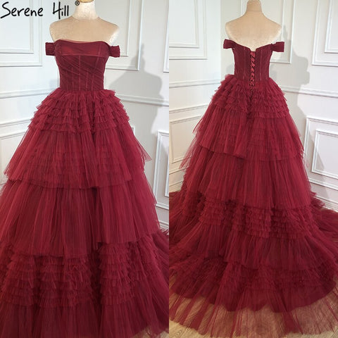 Vestidos de novia rosas con hombros descubiertos 2025, sexys, sencillos y escalonados, de alta calidad, HM67120, hechos a medida