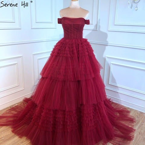 Vestidos de novia rosas con hombros descubiertos 2025, sexys, sencillos y escalonados, de alta calidad, HM67120, hechos a medida