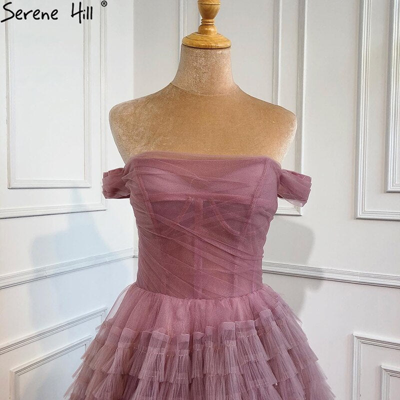 Pink Off Shoulder Wedding Dresses 2025 Tiered Sexy Simple High Quality Bridal Gowns HM67120 Custom Made