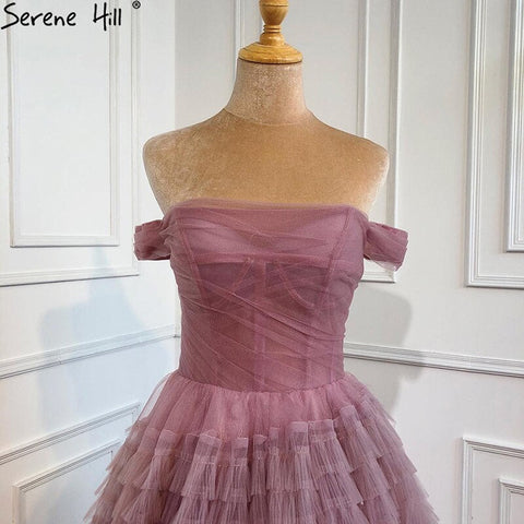 Vestidos de novia rosas con hombros descubiertos 2025, sexys, sencillos y escalonados, de alta calidad, HM67120, hechos a medida