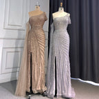 Pink One-Shoulder Cape Sleeve Evening Dresses Gowns 2025 Luxury Mermaid Beaded Elegant For Women Party LA71589