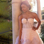 Pink Ruffles Sexy Evening Dresses Gowns 2025 A-Line Tiered High-end For Women Party LA71221