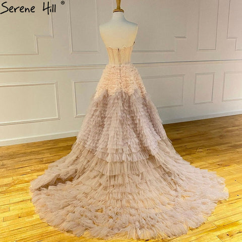 Vestidos de noche sexys con volantes rosas, corte A, escalonados, de alta gama, para mujer, fiesta, LA71221 