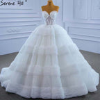 Pink Ruffles Sexy Wedding Dresses 2025 Sleeveless Simple High-end Bridal Dress HM67372 Custom Made