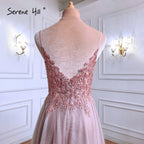 Pink Sexy A-Line Prom Dresses 2025 Spaghetti Strap Beaded Simple Prom Party Dress LA71287