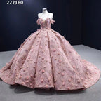Pink Sexy Off Shoulder Luxury Beaded Appliques Lace Up Bride Gowns Wedding Dress 2025 High End Custom Made HM222160