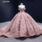Pink Sexy Off Shoulder Luxury Beaded Appliques Lace Up Bride Gowns Wedding Dress 2025 High End Custom Made HM222160