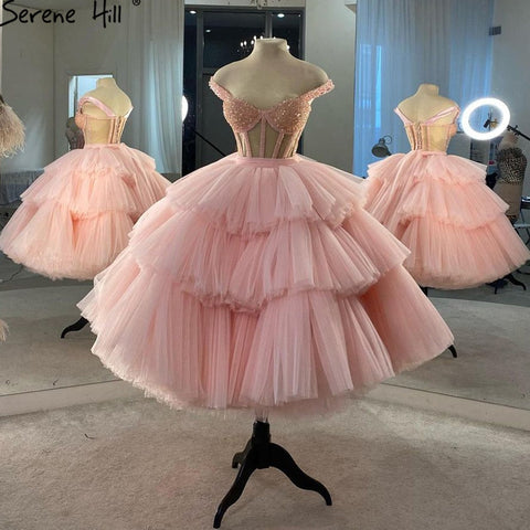 Vestidos de noche rosas, sencillos y sexys, con cuentas, hasta los tobillos, para mujer, fiesta, LA71209 