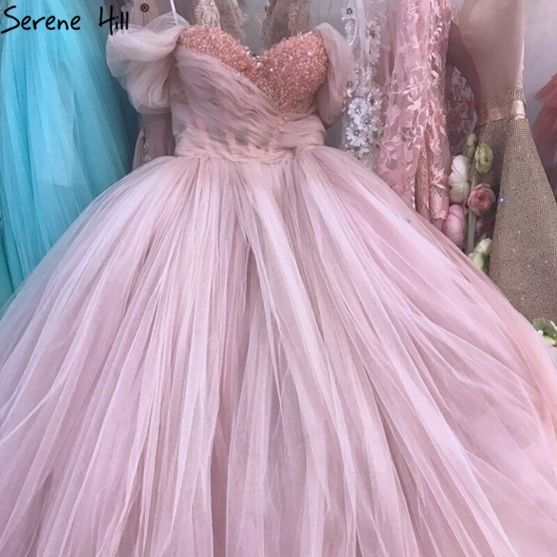 Pink Sleeveless Simple Evening Gowns Sweetheart Beading Ankle Length Formal Dress Design 2025 LA70702