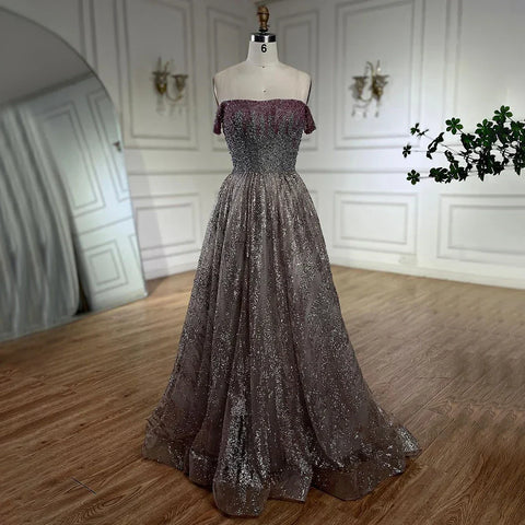 Vestido de noche largo de lujo estilo Dubái con tirantes finos en color rosa, corte A y cuentas, para mujer, para boda, 2025, LA72507 