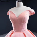 Pink Sweetheart Satin Wedding Dresses 2025 Handmade Flowers Lace Up Sexy Bridal Gown HM66752