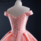 Pink Sweetheart Satin Wedding Dresses 2025 Handmade Flowers Lace Up Sexy Bridal Gown HM66752