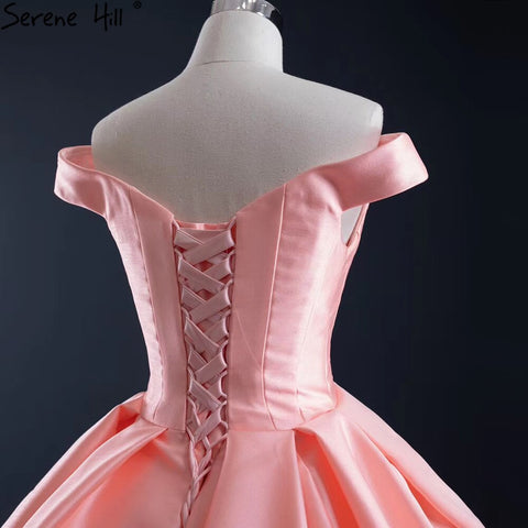 Vestido de novia de satén rosa con escote corazón, 2025, hecho a mano, con flores y encaje, sexy, HM66752 