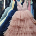 Pink Tiered Simple Wedding Dresses Gowns 2025 High Quality Backless Sexy Bridal Dress HA2446 Custom Made